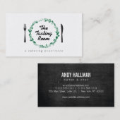 Carte De Visite Fork and Knife Wreath 3 Restaurants, Chef, Restaur (Devant / Derrière)