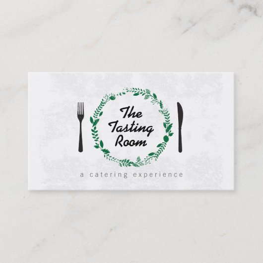 Carte De Visite Fork and Knife Wreath 3 Restaurants, Chef, Restaur (Devant)
