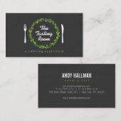 Carte De Visite Fork and Knife Wreath 4 Restaurants, Chef, Restaur (Devant / Derrière)