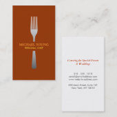 CARTE DE VISITE FORK EN ARGENT SUR ORANGE FONCÉ (Devant / Derrière)