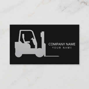 Carte De Visite Forklift en argent noir, Logisitcs - Professionnel
