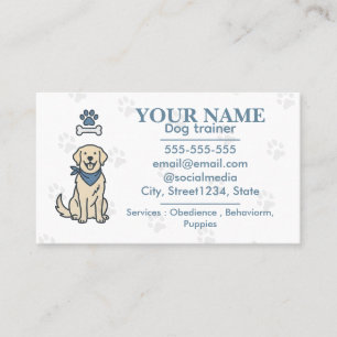 Carte De Visite Formateur de chiens minimaliste et comportementali