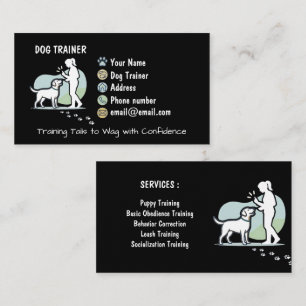 Carte De Visite Formateur de chiens minimaliste noir personnalisab