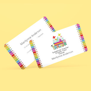 Carte De Visite Formateur de tuteur arc-en-ciel crayons