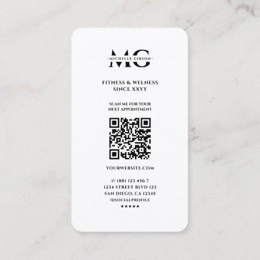 Carte De Visite Formateur personnel moderne Fitness Wellness Coach (Dos)