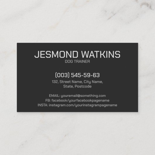 Carte De Visite Formation professionnelle K9 (Dos)