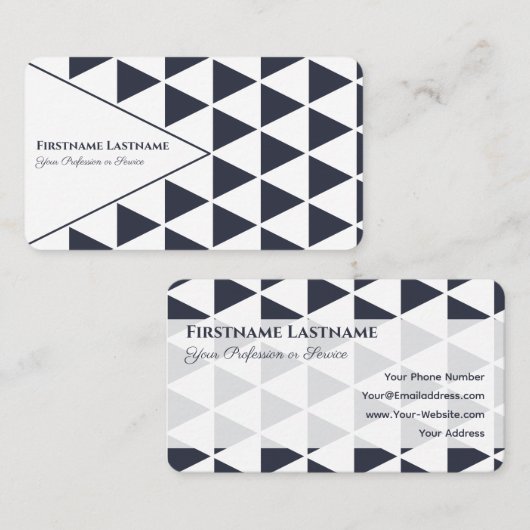 Carte De Visite forme Abstraite triangles gris bleu (Devant / Derrière)
