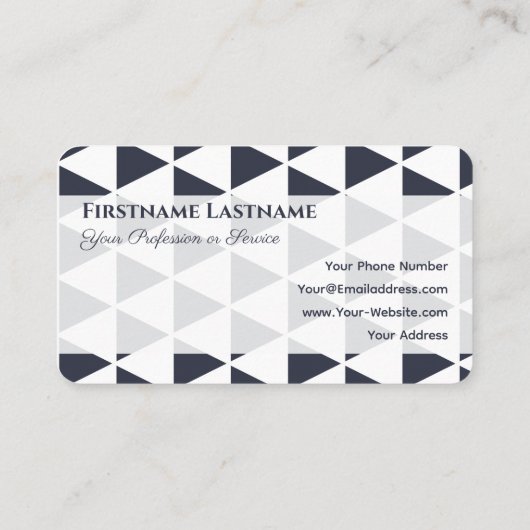 Carte De Visite forme Abstraite triangles gris bleu (Dos)