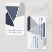 Carte De Visite forme Abstraite triangles gris bleu (Devant / Derrière)
