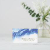 Carte De Visite Forme d'aquarelle bleue unique (Debout devant)