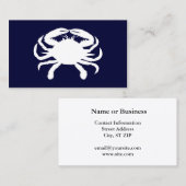 Carte De Visite Forme de crabe bleu et blanc (Devant / Derrière)