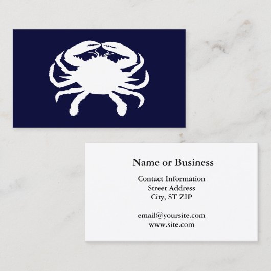 Carte De Visite Forme de crabe bleu et blanc (Devant / Derrière)