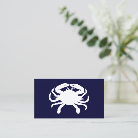 Carte De Visite Forme de crabe bleu et blanc (Debout devant)