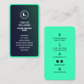 Carte de visite forme de téléphone vert turquoise  (Devant / Derrière)