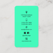 Carte de visite forme de téléphone vert turquoise  (Dos)