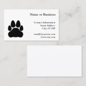 Carte De Visite Forme Empreinte de patte de chat noir (Devant / Derrière)