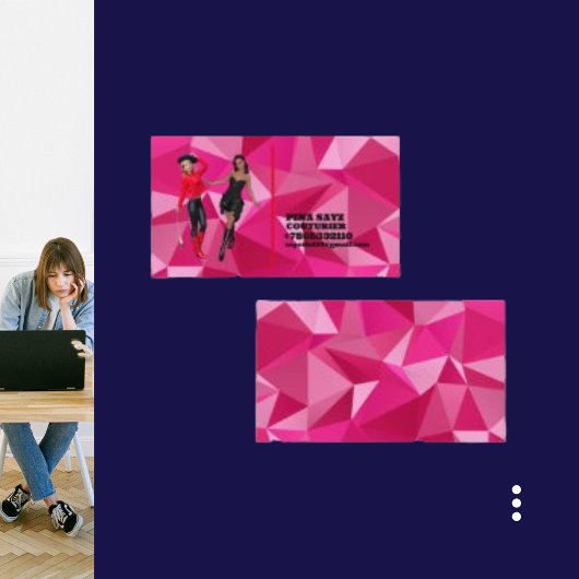 Carte De Visite Forme géométrique Couturier rose moderne