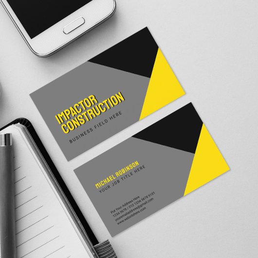 Carte De Visite Forme géométrique Noir Jaune | Sans Serif