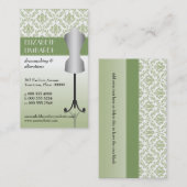 Carte De Visite Forme verte de robe de mode de damassé (Devant / Derrière)