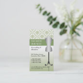 Carte De Visite Forme verte de robe de mode de damassé (Debout devant)