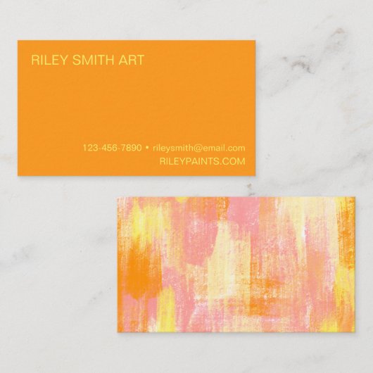Carte De Visite Formes Abstraites Boho orange jaune rose (Devant / Derrière)