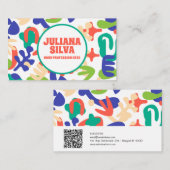 Carte De Visite Formes Abstraites Motif transparent avec QR (Devant / Derrière)