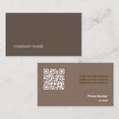 Carte De Visite Formes Brown de ton plat Qr Code (Devant / Derrière)