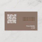 Carte De Visite Formes Brown de ton plat Qr Code (Dos)