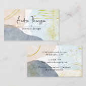 Carte De Visite Formes d'aquarelle Pastel Abstrait Pain d'or (Devant / Derrière)