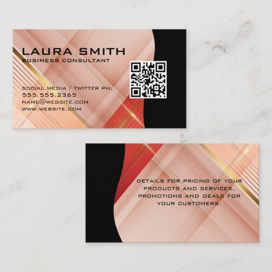 Carte De Visite Formes d'Arrière - plan Abstrait rouges (Devant / Derrière)
