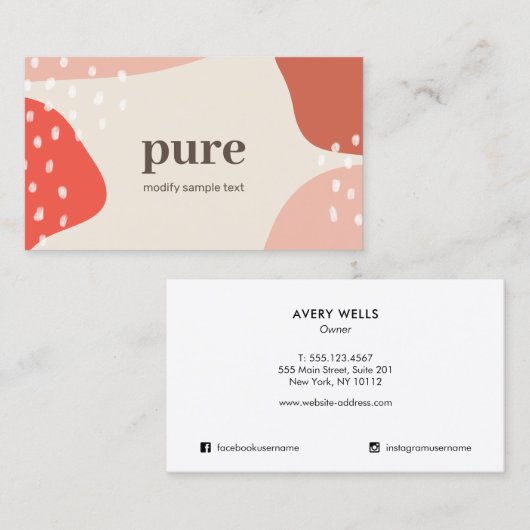 Carte De Visite Formes d'art Abstrait et terrestre (Devant / Derrière)