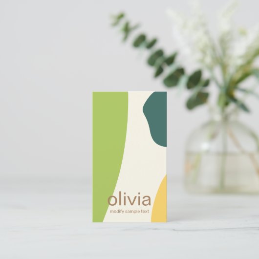 Carte De Visite Formes d'art moderne Abstrait vert (Debout devant)