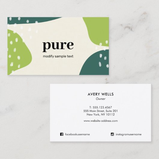 Carte De Visite Formes d'art moderne Abstrait vert (Devant / Derrière)