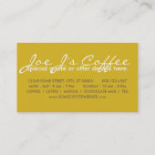 Carte De Visite formes de CAFÉ rétro (Dos)