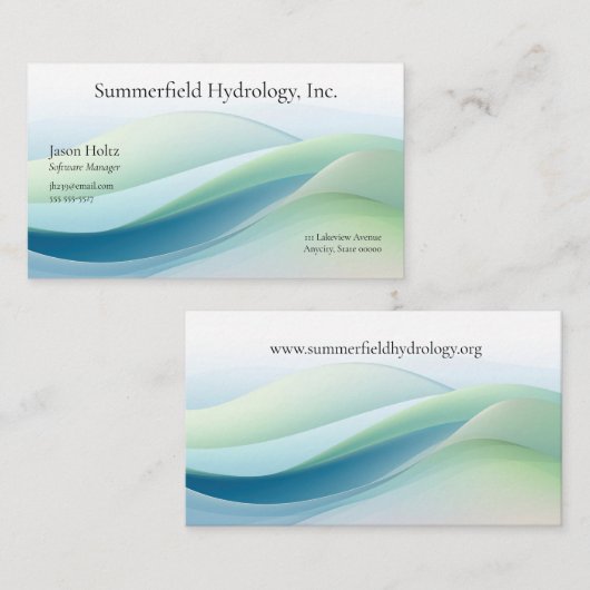Carte De Visite Formes de flux dans les tons verts (Devant / Derrière)
