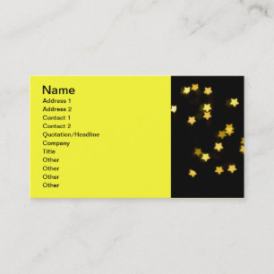 CARTE DE VISITE FORMES D'ÉTOILES JAUNES LUMIÈRES DE BOKEH HIVER 