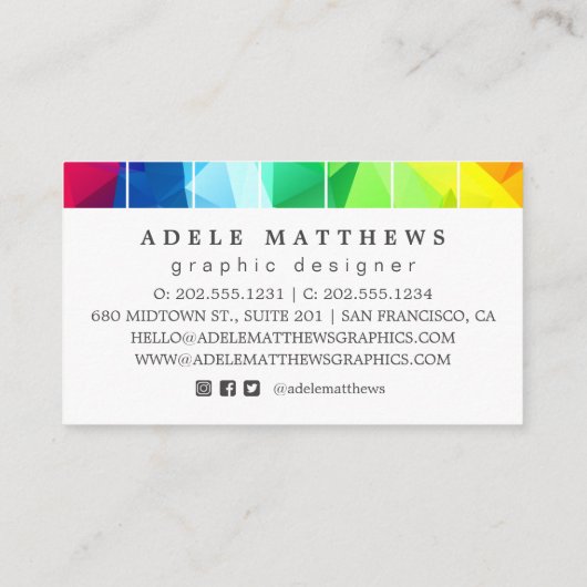 Carte De Visite Formes géométriques arc-en-ciel modernes (Dos)