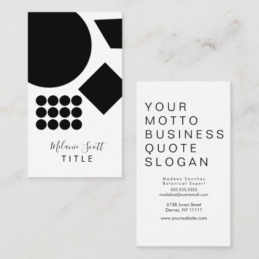 Carte De Visite Formes géométriques modernes en noir blanc (Devant / Derrière)