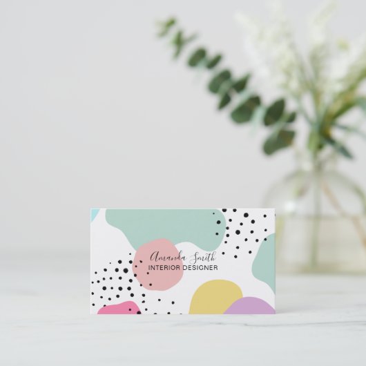 Carte De Visite Formes géométriques pastel moderne pois intérieur (Debout devant)