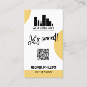 Carte De Visite Formes jaunes douces QR Code Photo et votre logo (Devant)