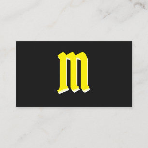 Carte De Visite Formes jaunes élégantes sur monogramme noir effet