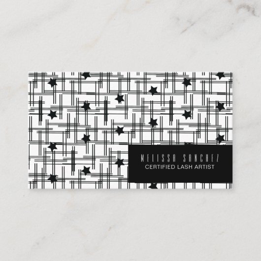 Carte De Visite Formes Lignes et Étoiles Noir Blanc (Devant)
