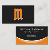 Carte De Visite Formes orange élégantes sur monogramme noir effet  (Devant / Derrière)