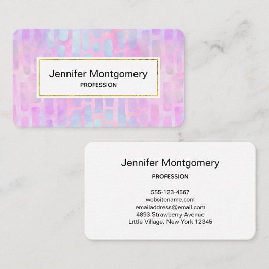 Carte De Visite Formes rectangulaires bleues sur Arrière - plan ro (Devant / Derrière)