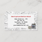 Carte De Visite Formulaire Service de taxe comptable 1040 (Dos)