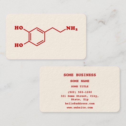 Carte De Visite Formule chimique moléculaire de dopamine (Devant / Derrière)