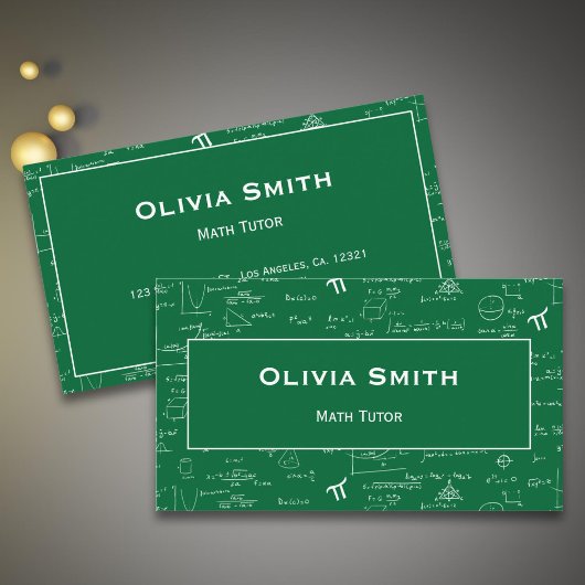 Carte De Visite Formule de professeur de mathématiques Simple Gree