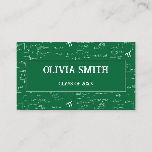 Carte De Visite Formules Mathématiques Vertes Professionnelles Dip (Devant)