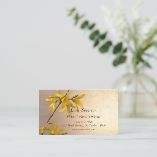 Carte De Visite Forsythie jaune (Debout devant)