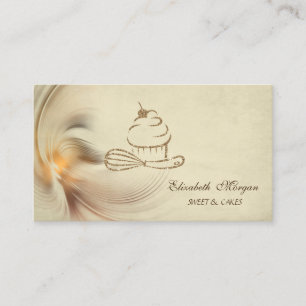 Carte De Visite Fouet à cupcakes de pâtisserie en paillettes d'or